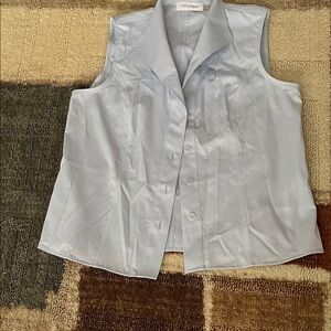 Calvin Klein Women's Light Gray Sleeveless Button Down Shirt